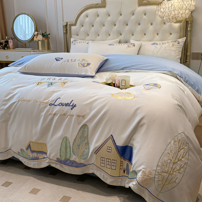 【云玺】新品卡通儿童纯棉刺绣四件套全棉绣花浪漫高级感礼盒装