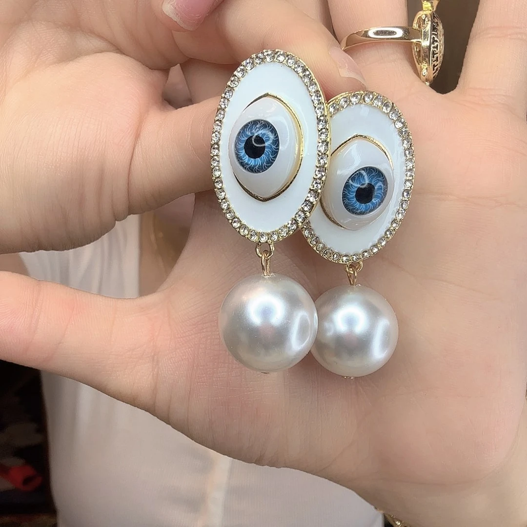 铁合金合金锆石眼睛耳环123