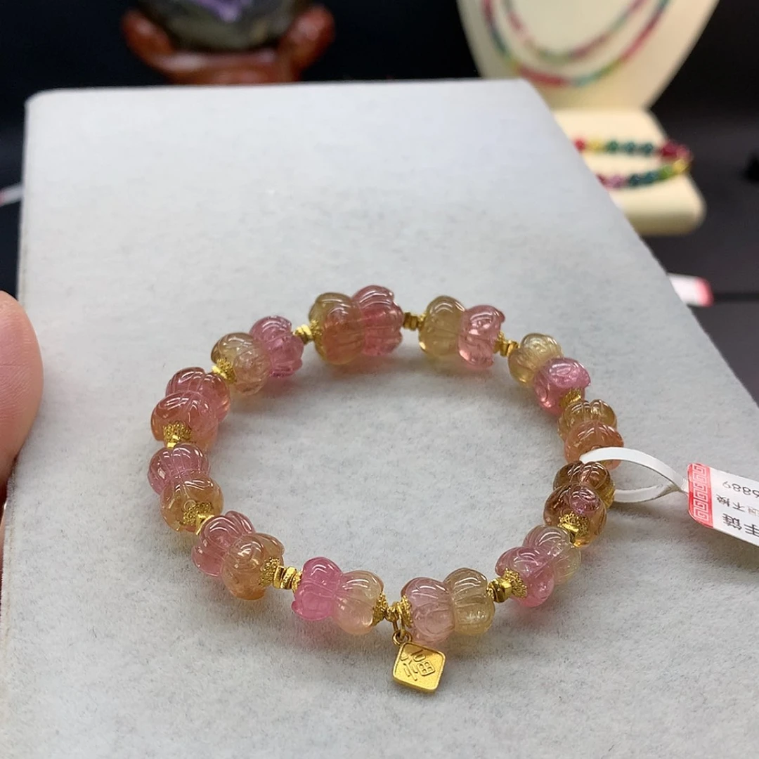 【闪购商品】未镶嵌手链碧玺西瓜莲花单圈