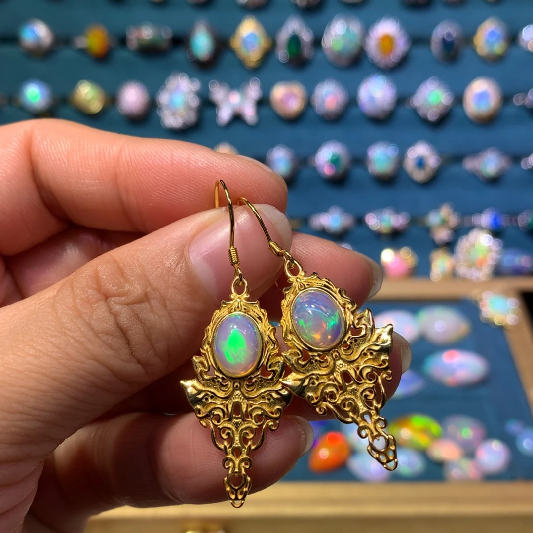 欧泊银S925镶嵌耳饰款