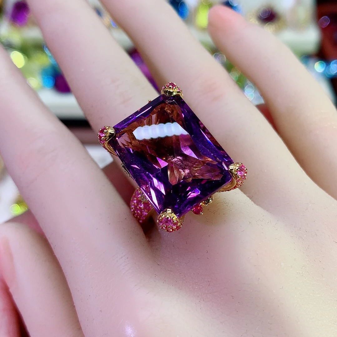 水晶戒指银S925镶嵌