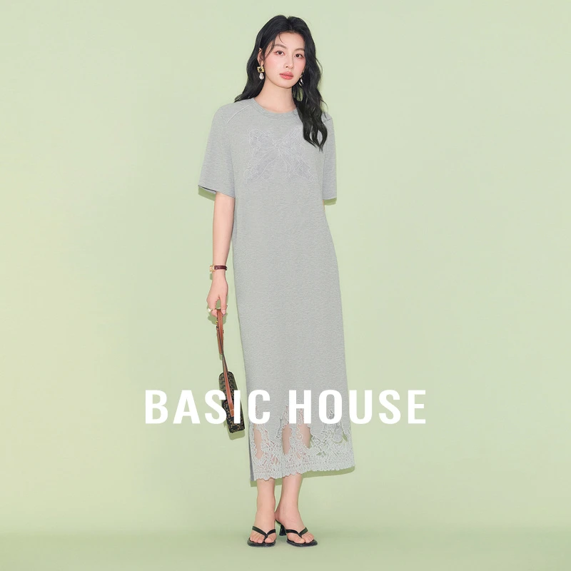 百家好夏季新款纯欲慵懒风女洋气韩系ins短袖连衣裙-B0625B5M362