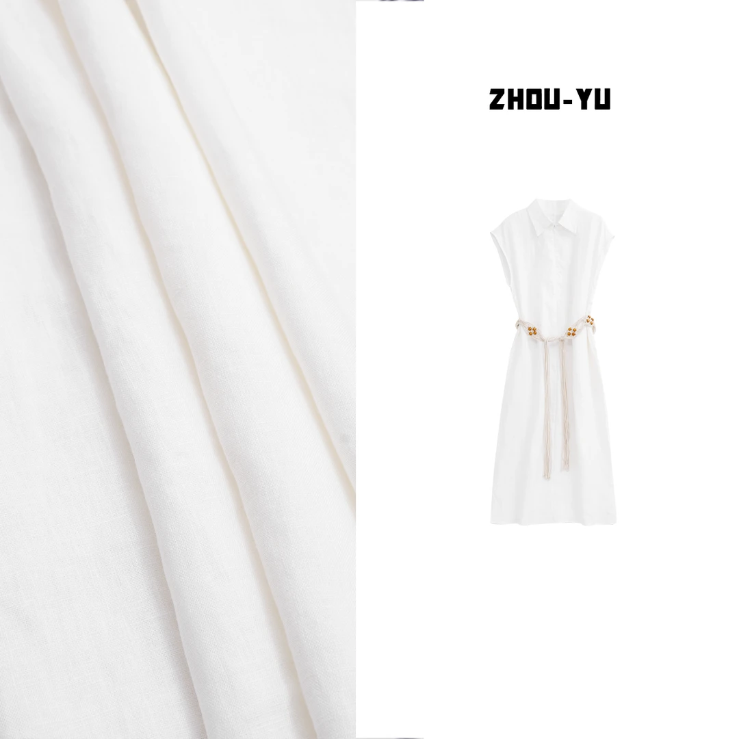 时尚立裁白色连衣裙无袖白色小香风法式女士常规连衣裙优雅