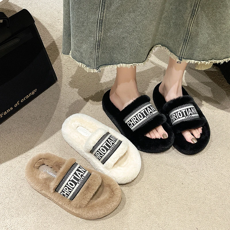 【万达撤柜】网红厚底爆款毛毛拖鞋女外穿时尚2025年新款秋冬季棉拖