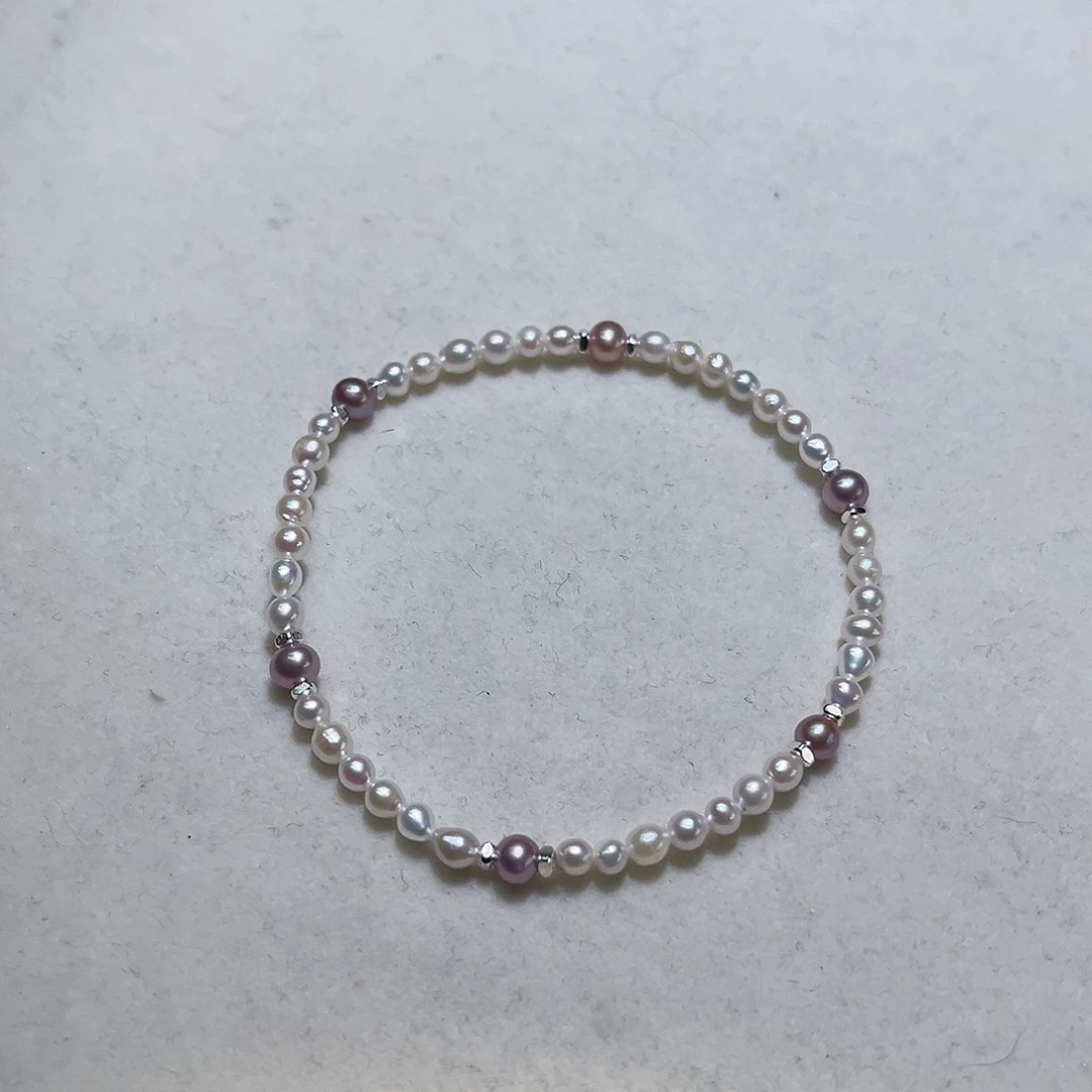 手绳银S925镶嵌淡水珍珠