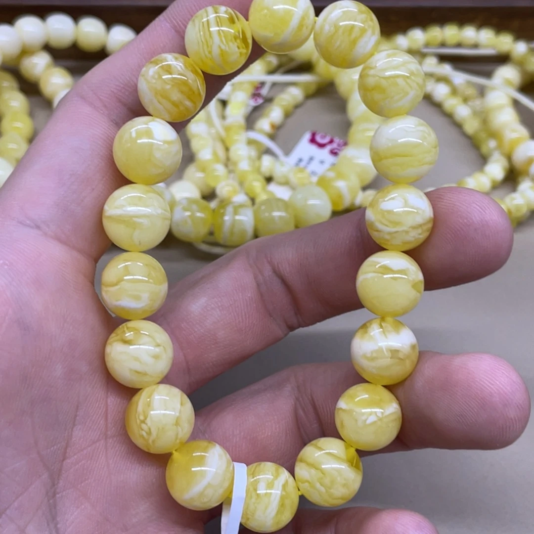 琥珀未镶嵌手链精工圆珠手串