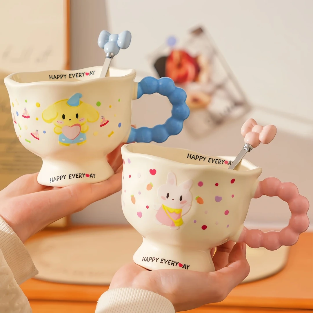 ins风波点小狗马克杯高颜值杯子陶瓷情侣水杯可爱儿童早餐杯m