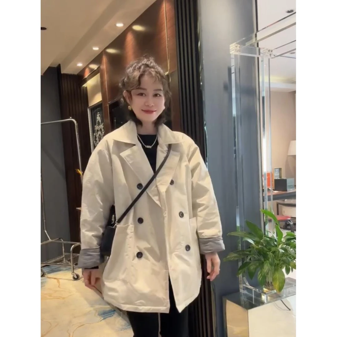 欧货2025春季新款夹棉外套女中长款加厚二棉小个子韩版女装风衣潮