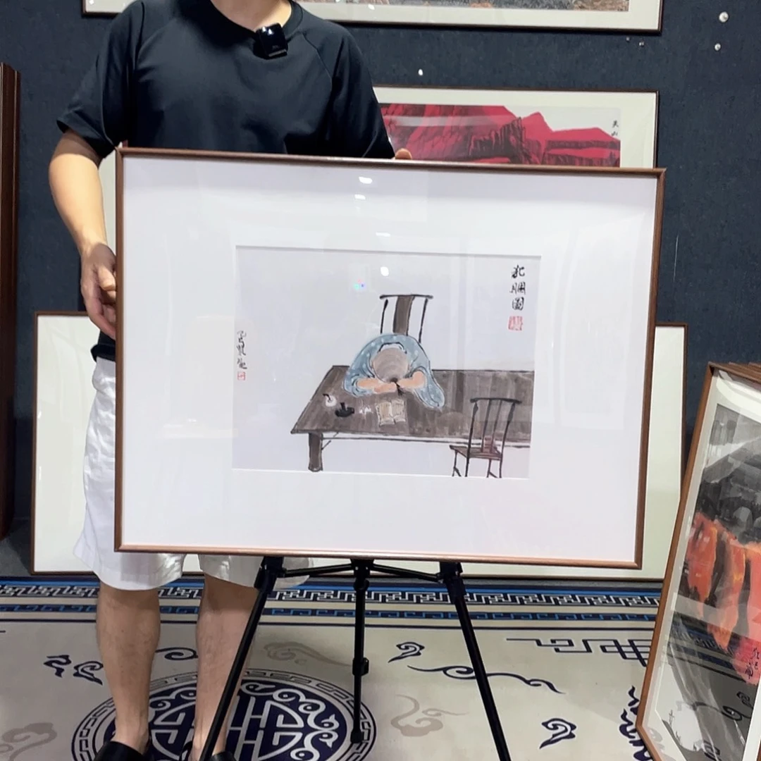 国画手绘画作品带框
