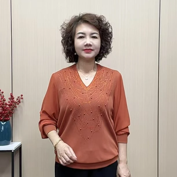 2025秋季时尚减龄洋气遮肚气质百搭宽松休闲中老年长袖妈妈装