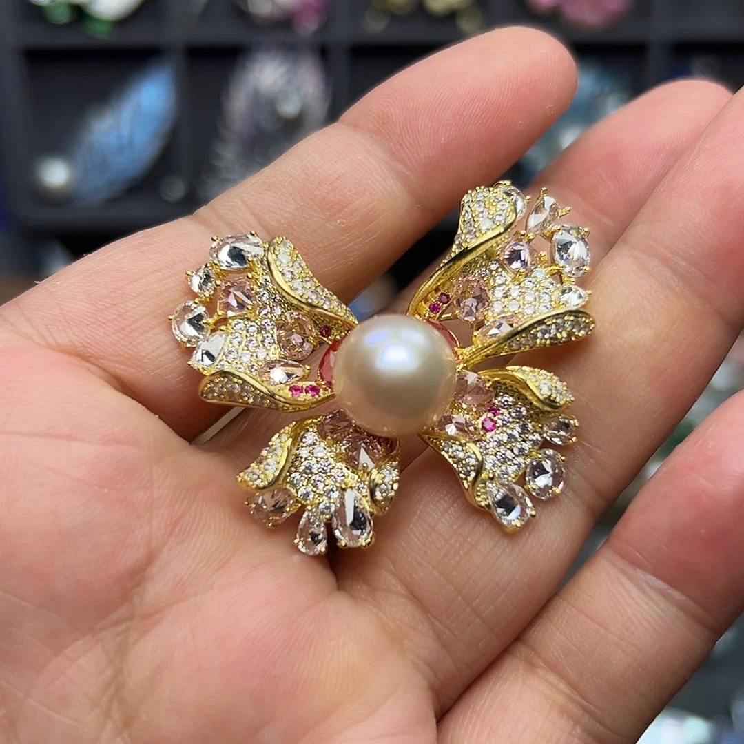 胸针合金淡水珍珠