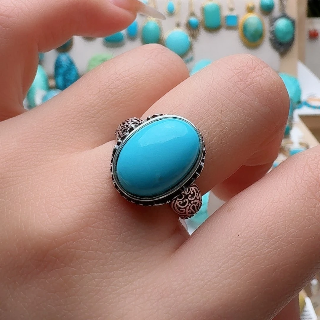 绿松石珠宝奇石银S925镶嵌