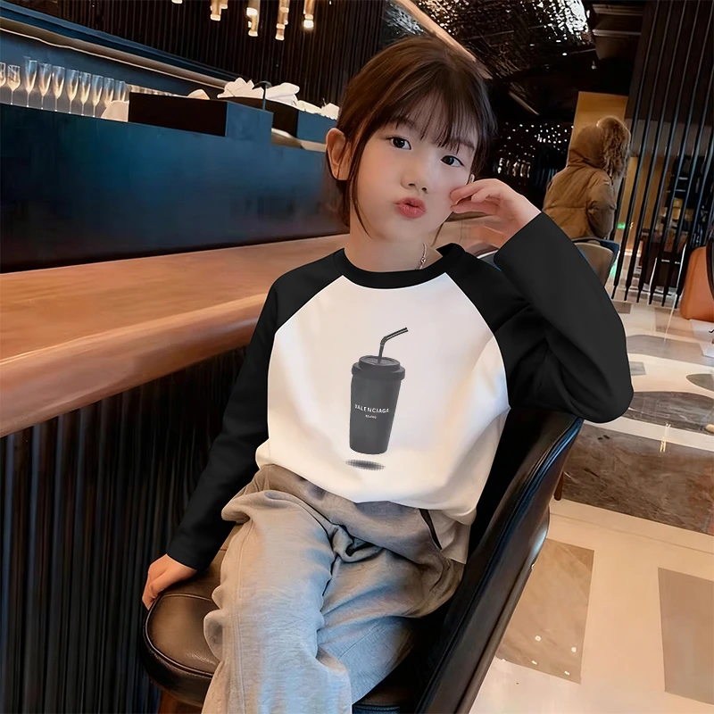 女童插肩德绒打底衫秋冬童装女孩宝宝长袖t恤加厚儿童保暖上衣服