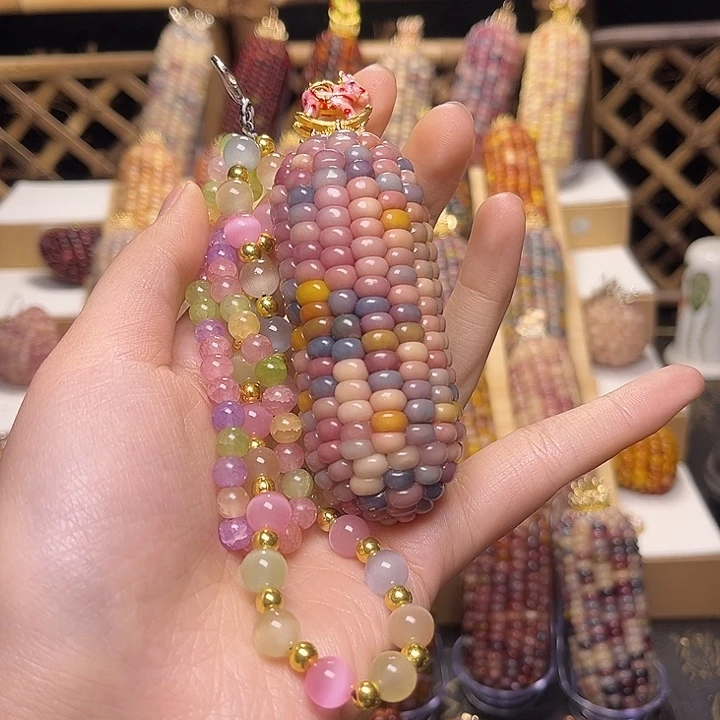 文玩玉米实色彩豆