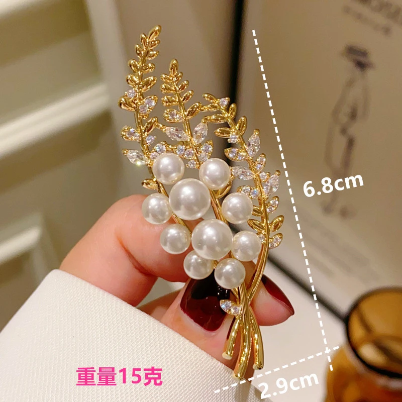铜合金胸针 新款麦穗珍珠胸针