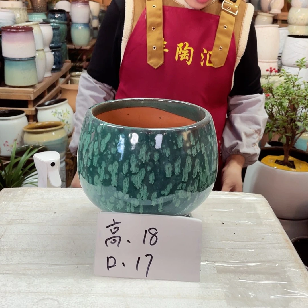 紫砂花盆高度18口径17