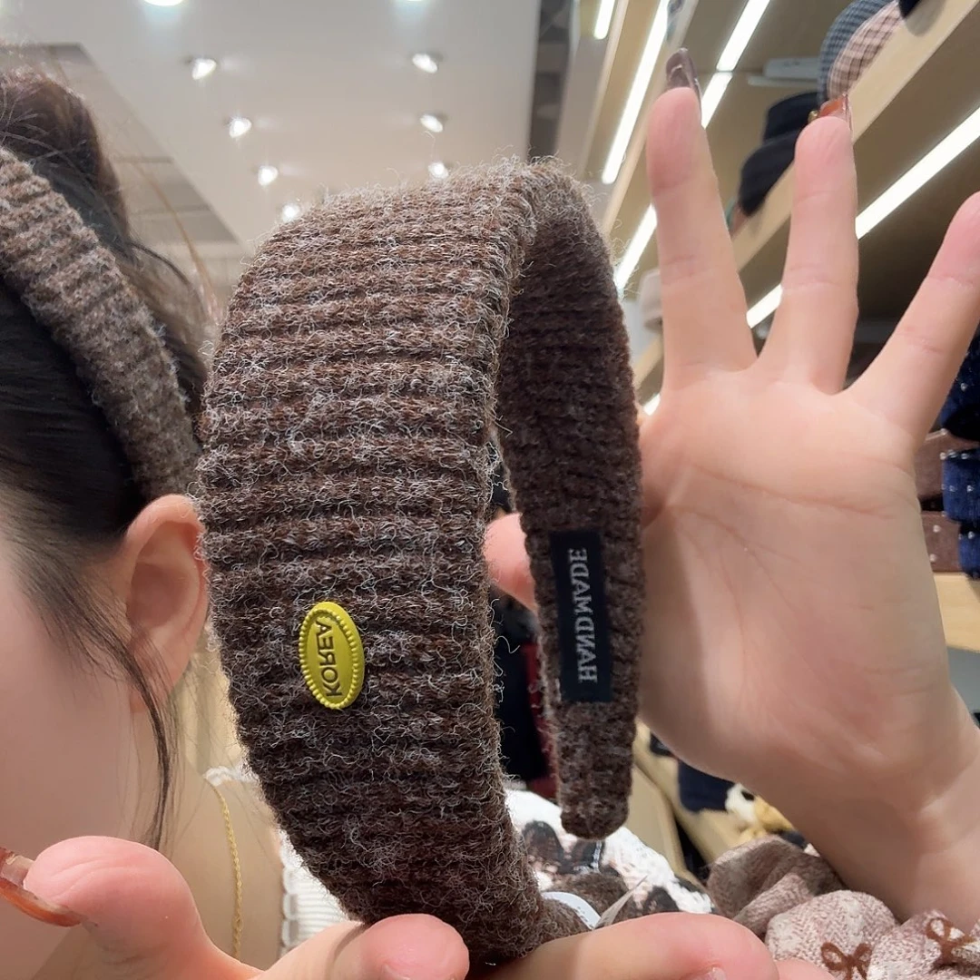 皮质铁合金咖色针织发箍19