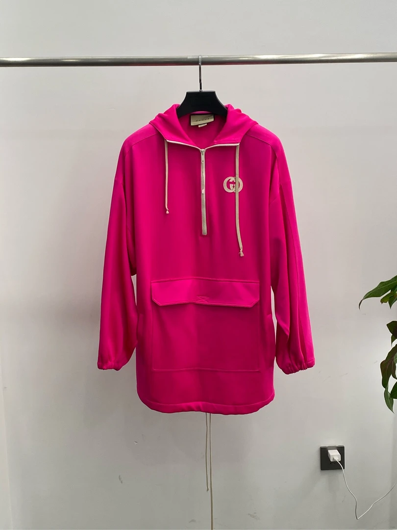 全新未使用 GUCCI/古驰 玫粉色连帽卫衣 XS