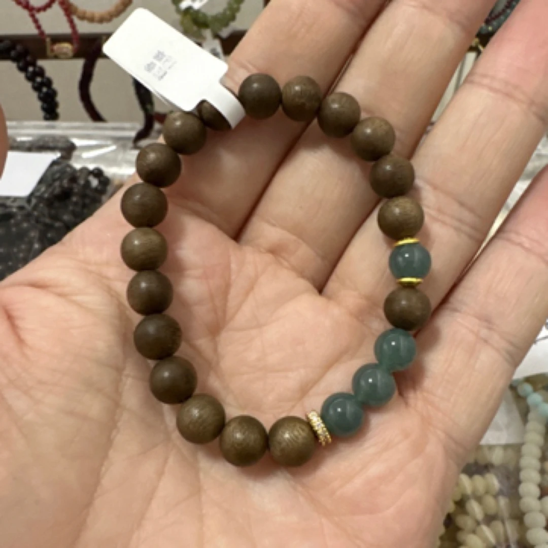 蓝水翡翠沉沉8mm手串A077