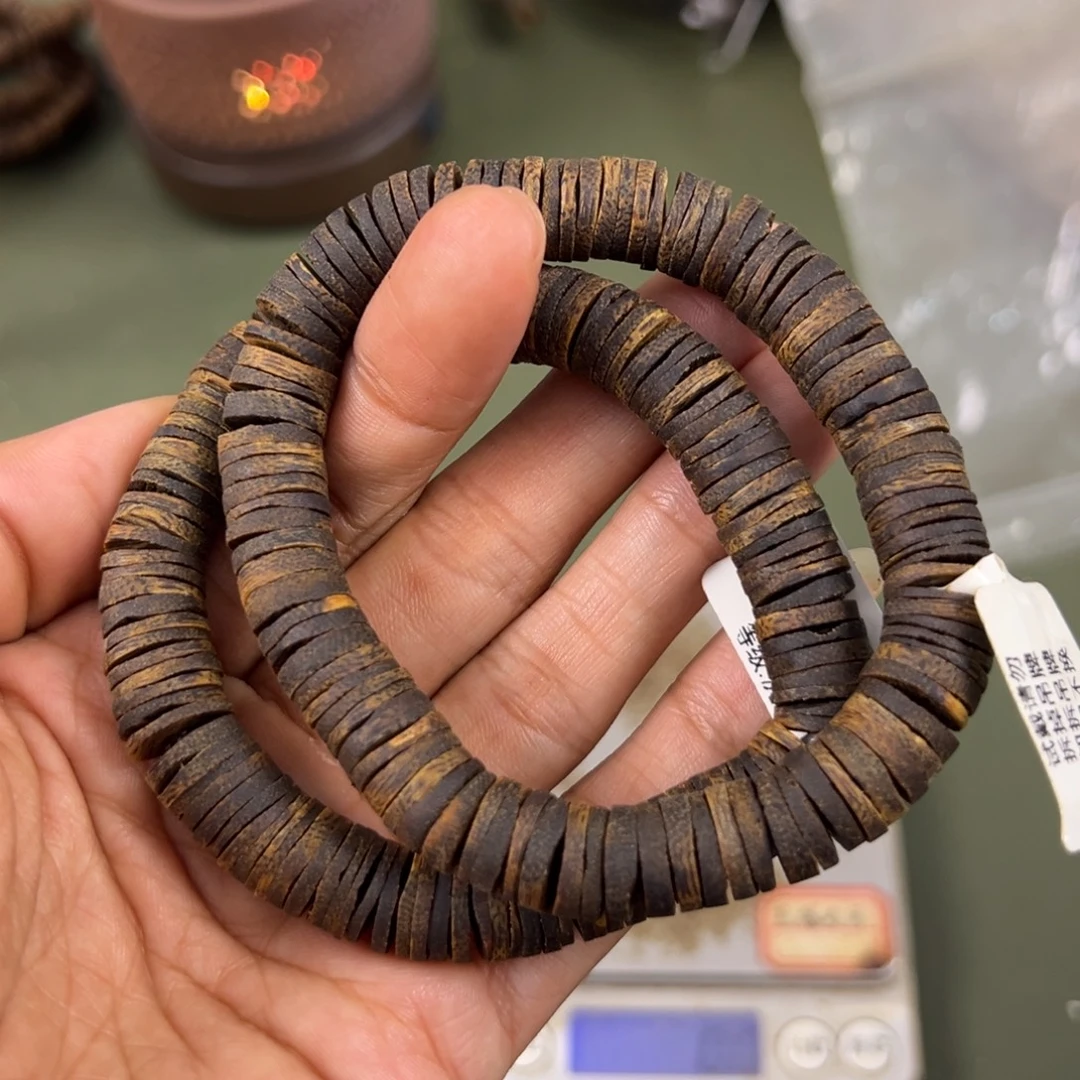 沉香手串张勺子沉水片珠卡1.0/16g单圈多样性