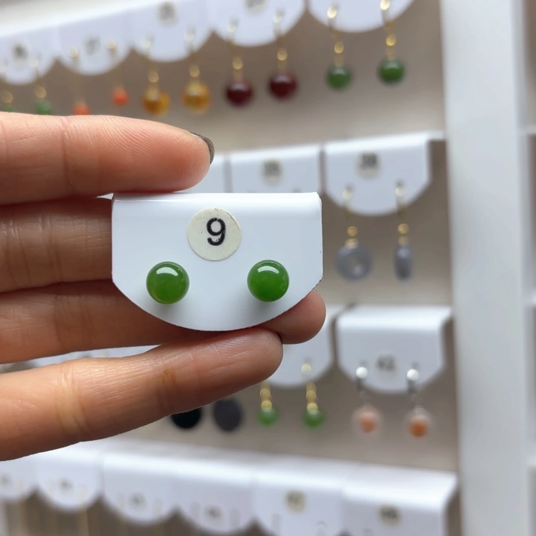 和田玉耳饰18K金镶嵌2