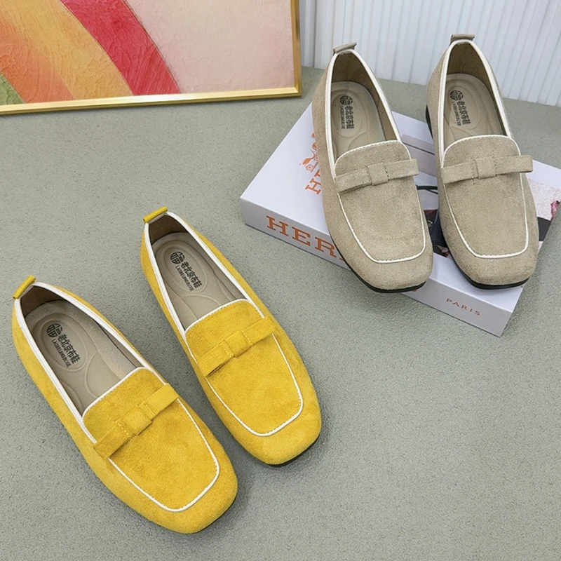 女鞋夏季老北京布鞋法式浅口透气一脚蹬乐福鞋方头平底通勤休闲鞋