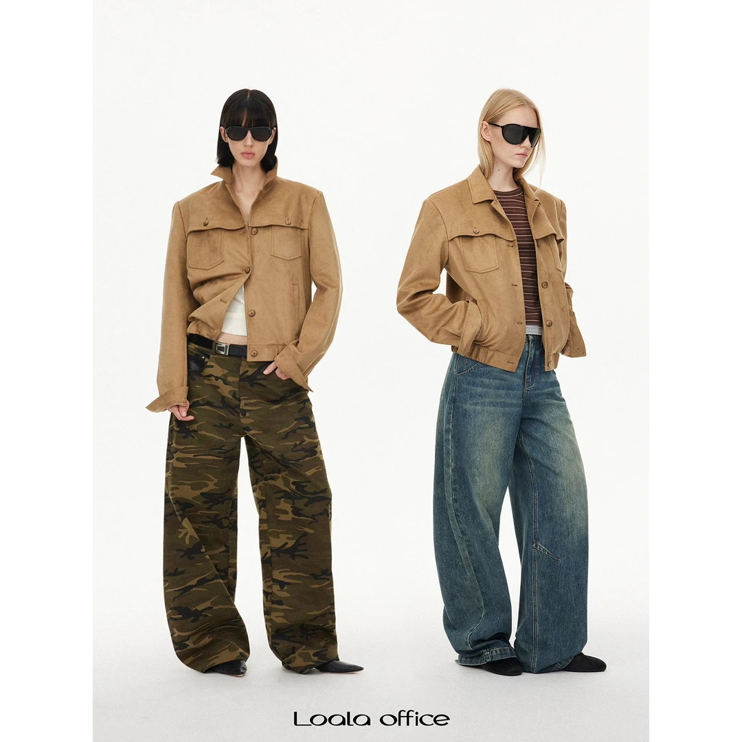 LOALA OFFICE【09.28新品】Loala office 复古麂皮绒单排扣夹克外套