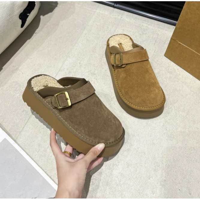 【雪菲】博肯半拖秋季新款加绒棉拖24297