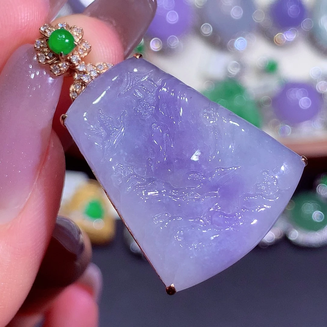 翡翠18K金镶嵌吊坠(不含链)