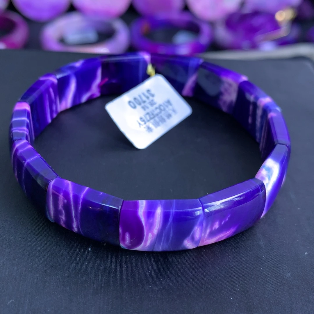 苏纪石（舒俱来）未镶嵌特色蓝紫俏粉镯牌