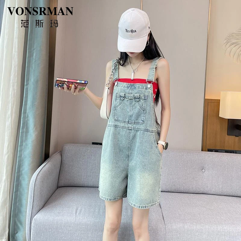 牛仔背带短裤女显瘦减龄2025夏季新款小个子韩版盐系吊带连体短裤