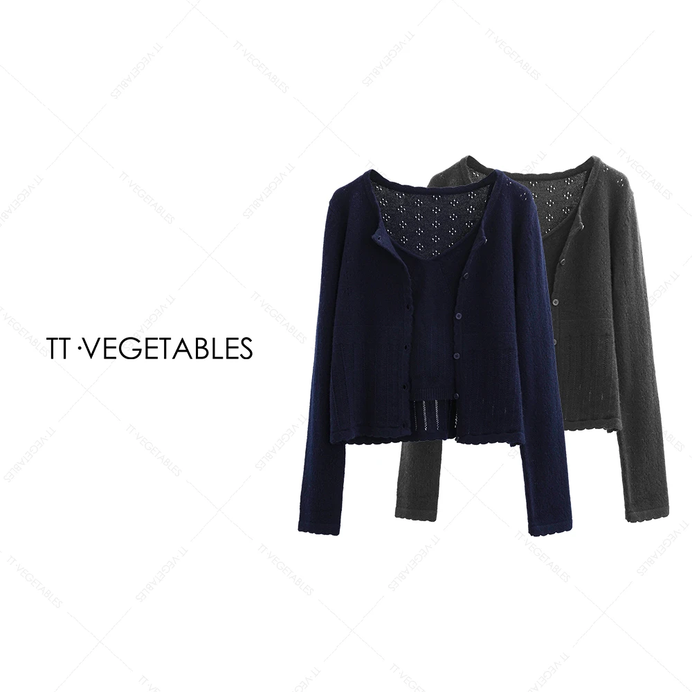 TT・VEGETABLES【序白】浮雪 羊毛开衫上衣气质长袖毛针织衫521524