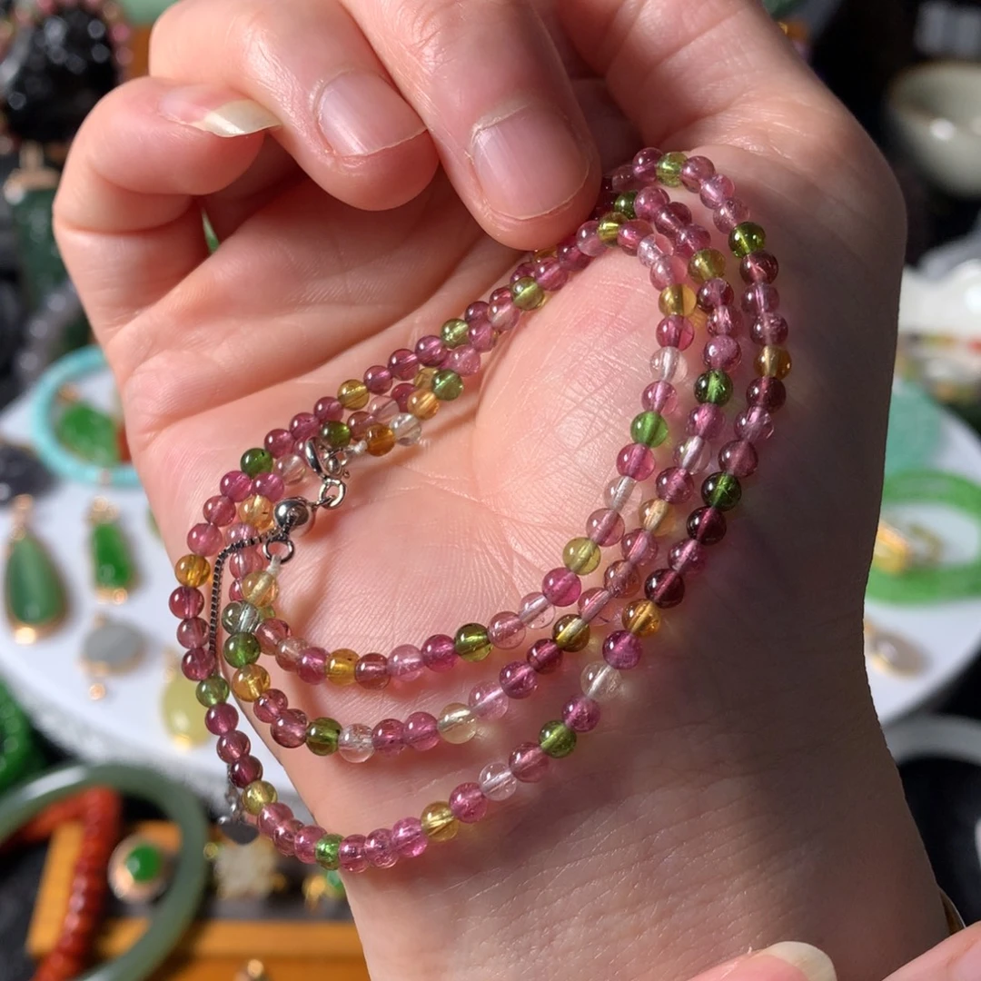 未镶嵌颈饰碧玺糖果碧玺项链