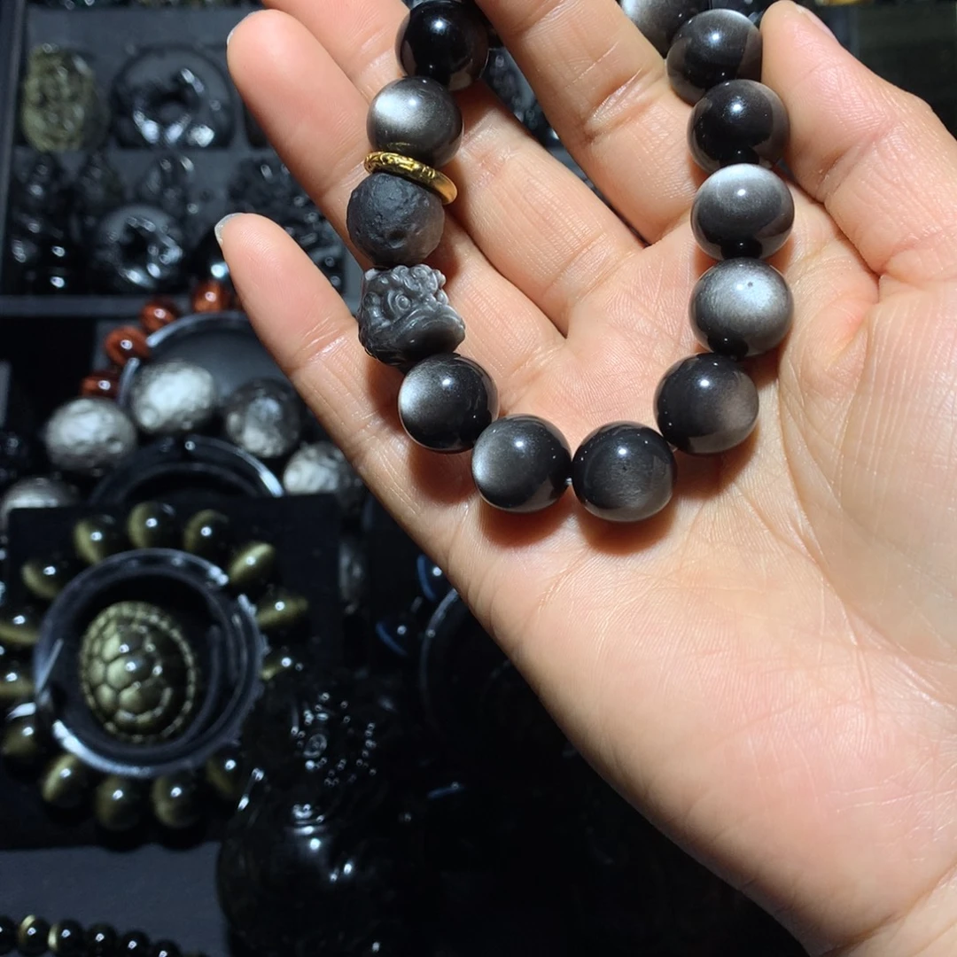 巴***结黑曜岩未镶嵌珠宝奇石