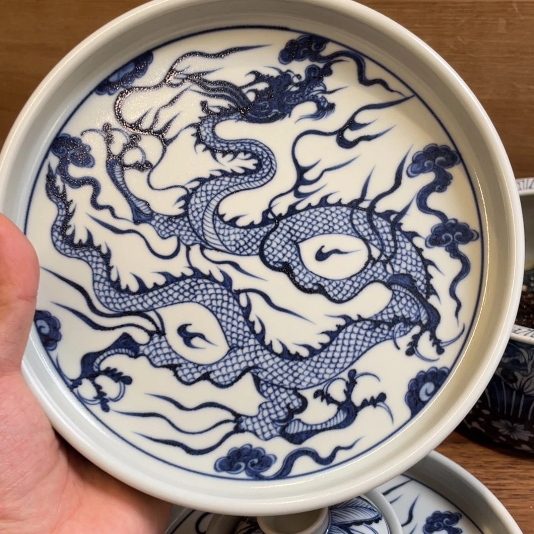 景德镇纯手工手绘龙壶承