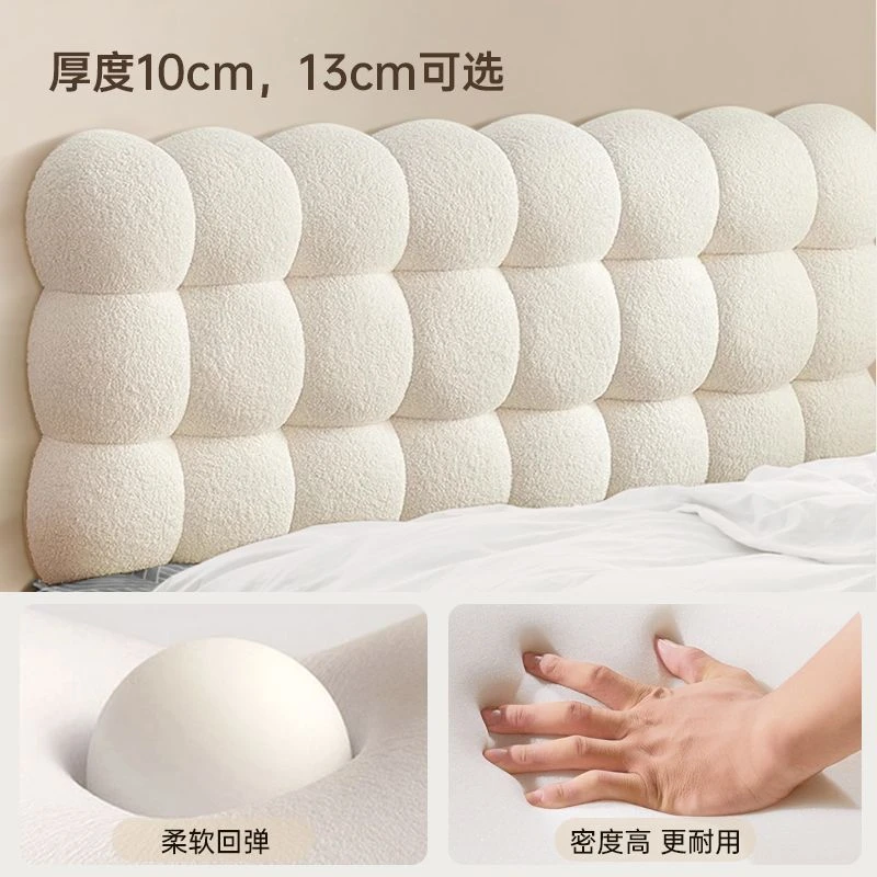 床头靠背泰迪绒雪球靠垫卧室奶油2024加厚榻榻米新款软包靠枕