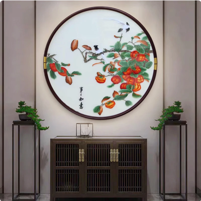 圆形事事如意玄关画