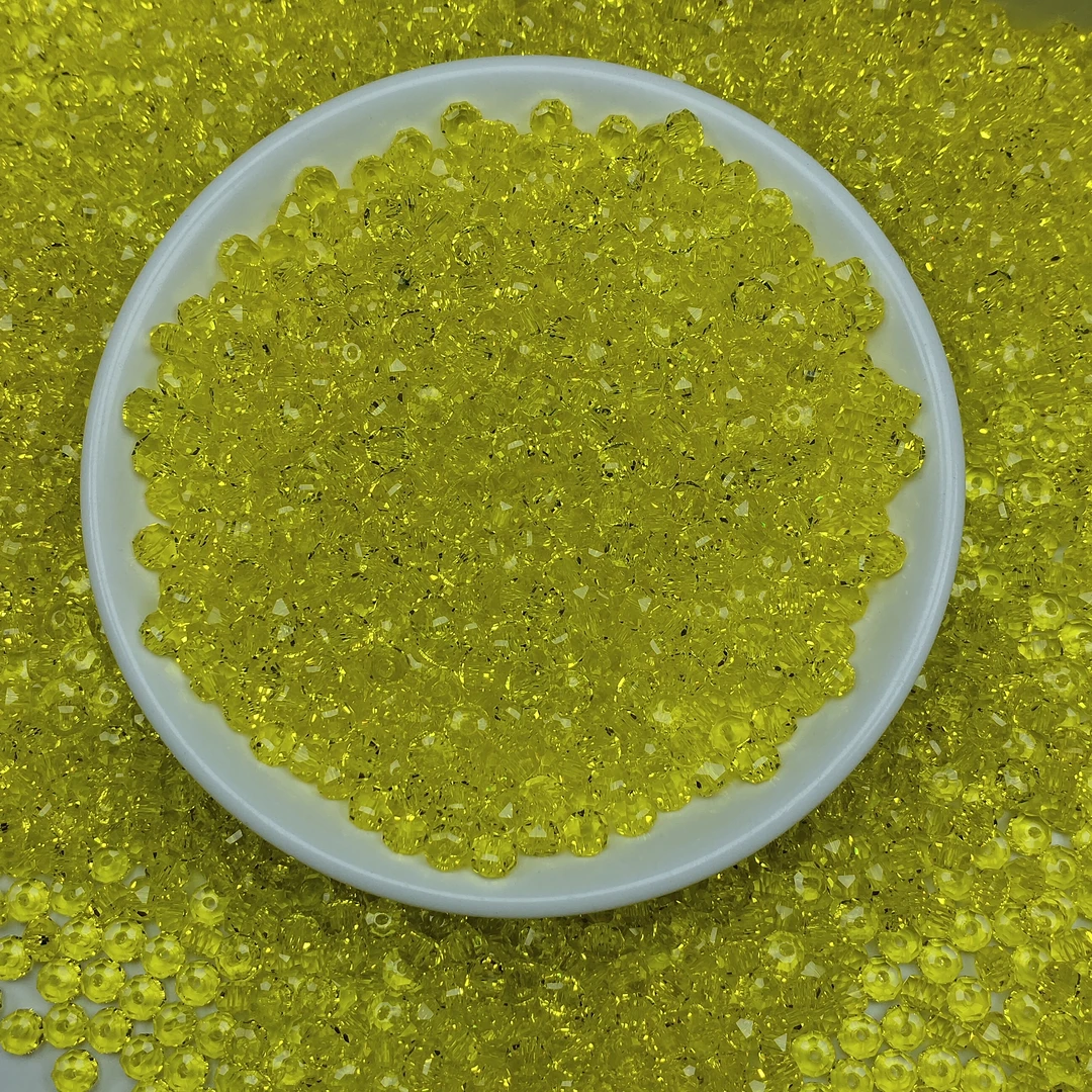 散珠W3084金丝雀碧玺轮切面算盘6*3MM*40颗
