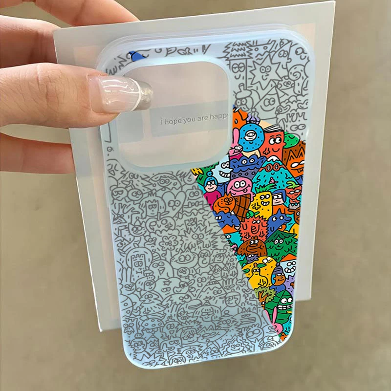 线条涂鸦适用iphone16promax苹果15手机壳14PLUS软13防摔12幻影11