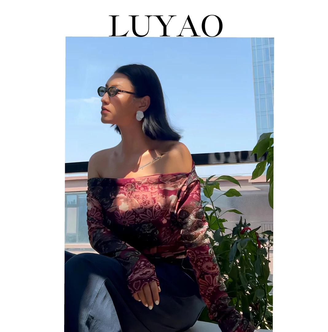 【LUYAO.录垚原创】“浪漫花园”-微透一字领T上衣