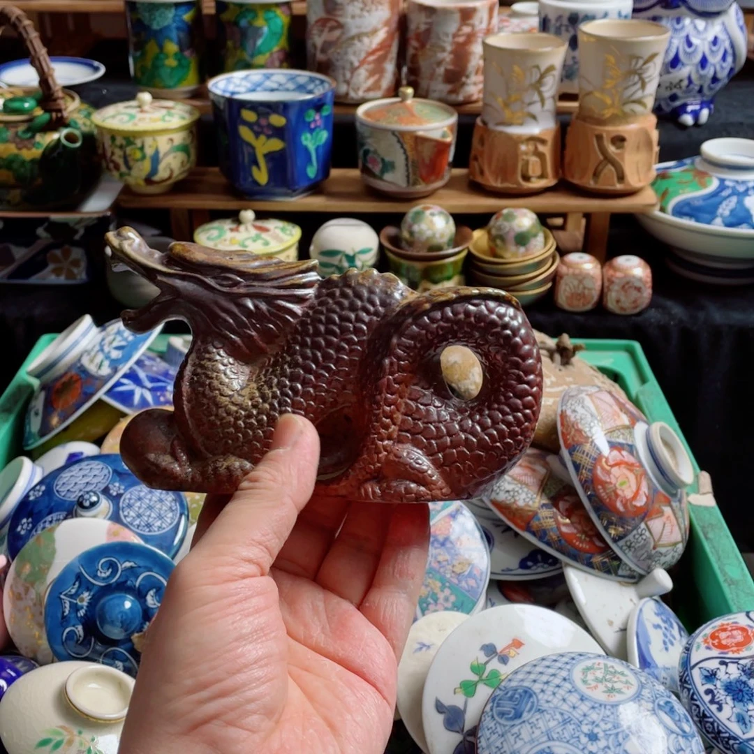 瓷片有款备前龙摆件