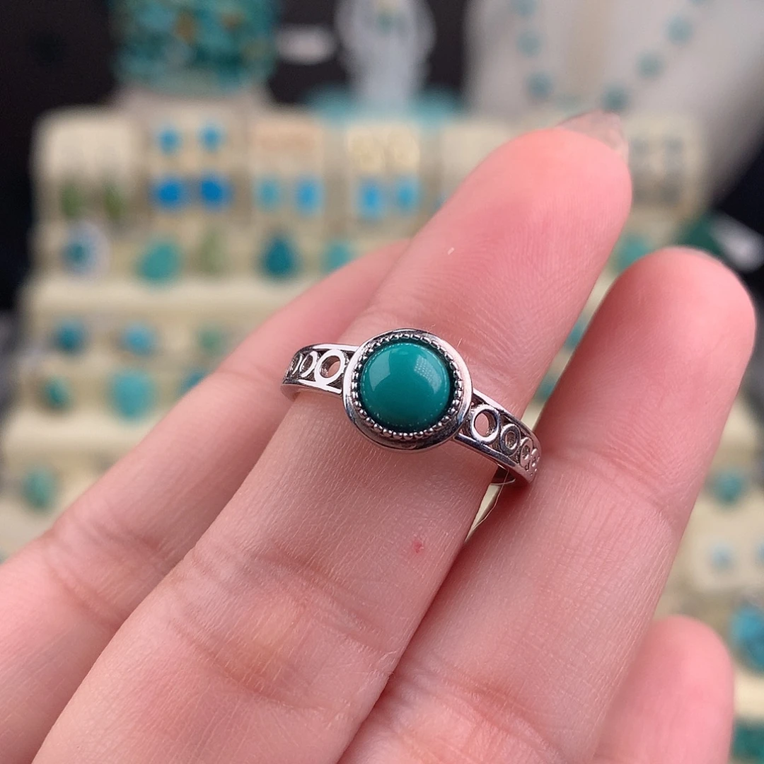 绿松石银S925镶嵌戒指