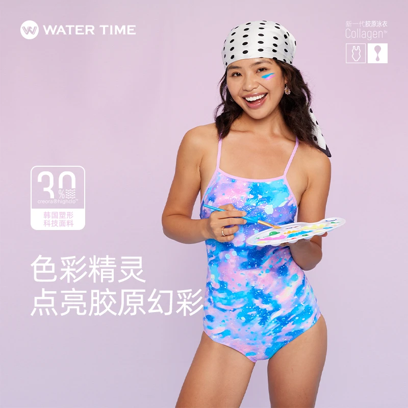 WaterTime竞速泳衣女款连体三角游泳馆专用泡温泉新款游泳衣