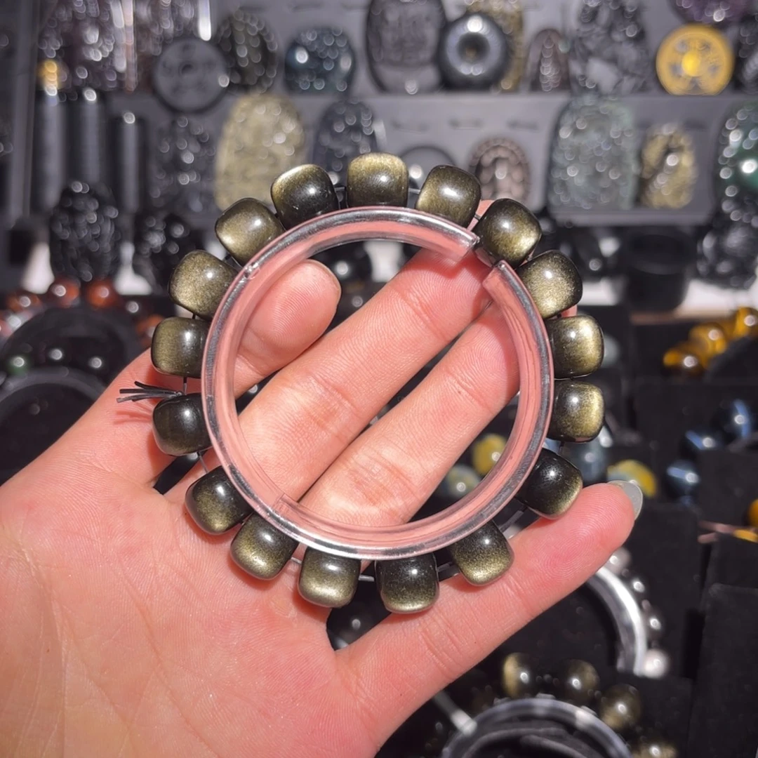 黑曜岩未镶嵌手链金曜石卡12的老型珠