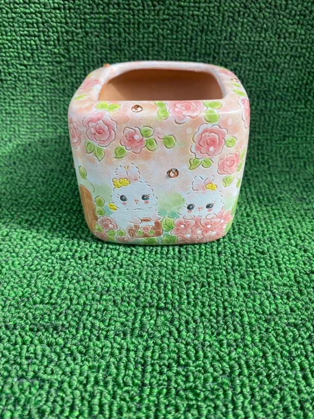 多肉花盆，手绘花盆，默认微瑕内口5.3高6.5