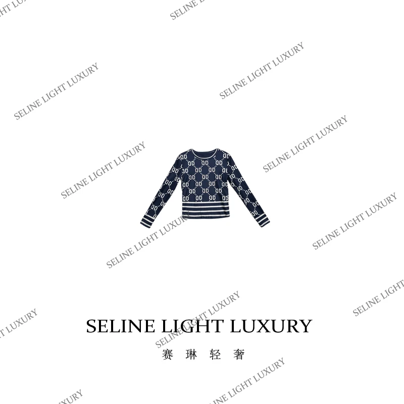 【24Q-140】2024 SELINE 春季轻奢重工百搭时尚气质休闲圆领上衣