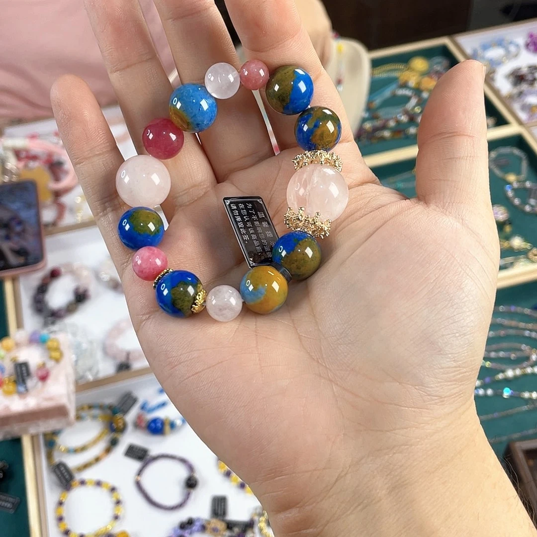 水晶手链银S925镀金镶嵌