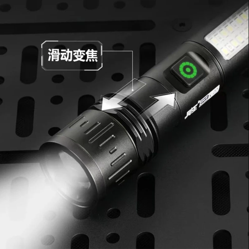 兵王K02强光手电筒超长续航可充电户外多功能变焦六档带侧灯手电