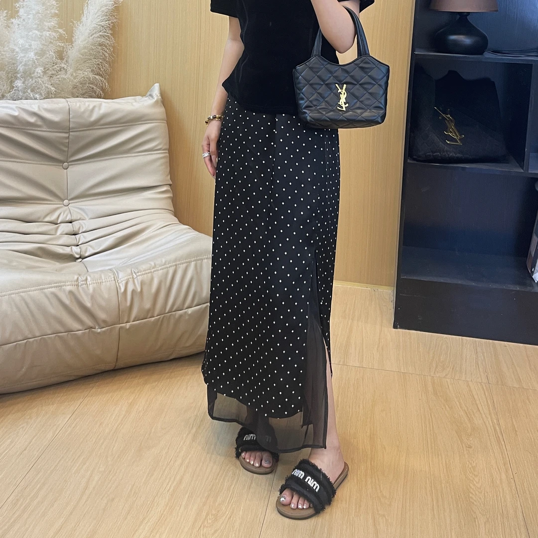 韩国东大门夏季新款高级感开叉半裙休闲气质高腰时尚百搭显瘦