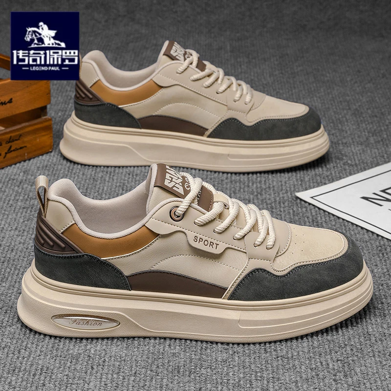 传奇保罗正版秋季男鞋潮牌高级感休闲板鞋青少年百搭增高运动潮鞋